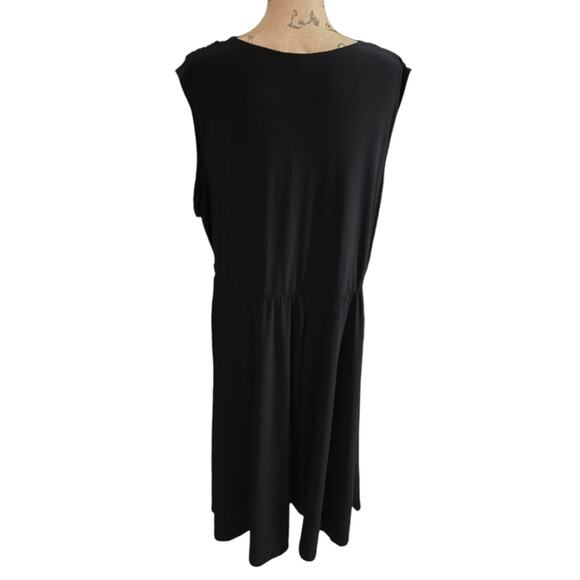 Tahari Surplice Faux Wrap Black Midi Dress Plus Size 3X New! - Picture 3 of 7
